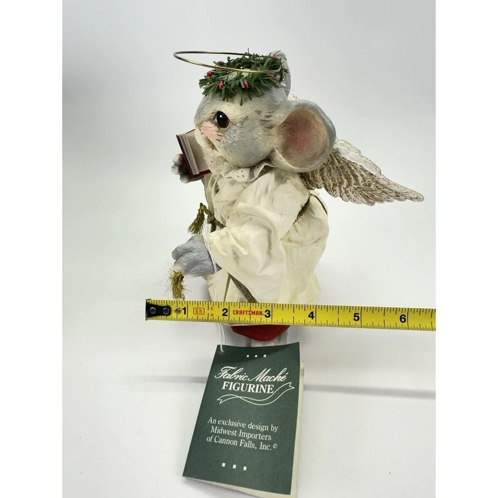 Vintage Midwest Cannon Falls Angel Mouse Fabric Mache Figurine Christmas Taiwan